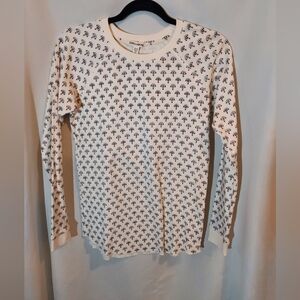 Billabong White and Black Patterned Thermal Long Sleeved Shirt